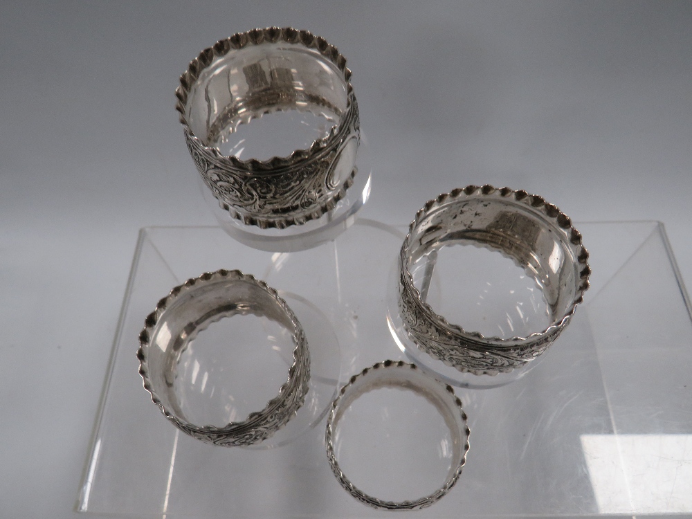 FOUR HALLMARKED SILVER NAPKIN RINGS - Image 3 of 3