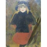 A.M.COTTERILL OIL ON CANVAS STUDY OF A YOUNG GIRL HOLDING AN UMBRELLA