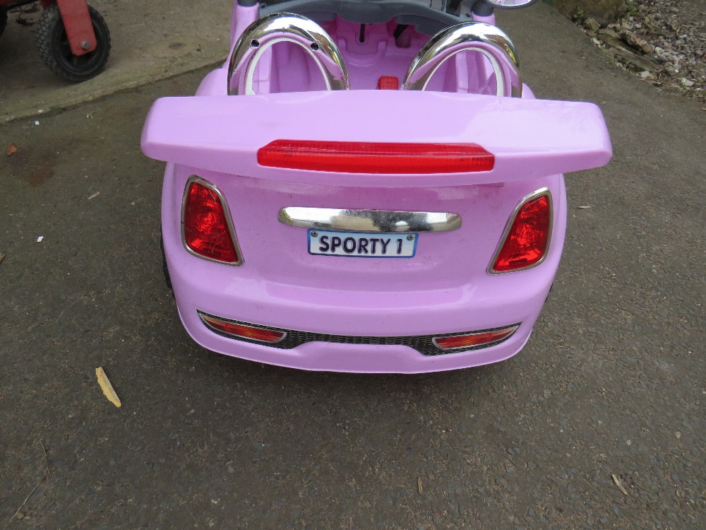 A CHILDS BATTERY RIDE ON CAR LILAC SPORTS MINI - (MISSING CHARGER) - Image 2 of 4