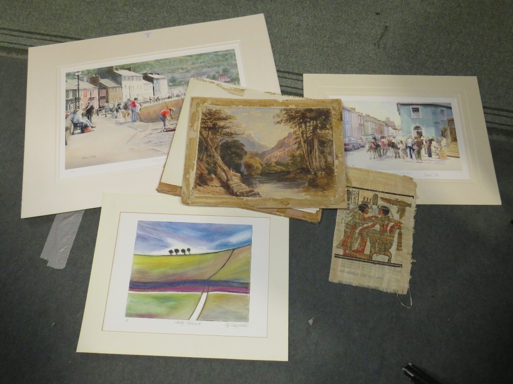 A COLLECTION OF ASSORTED PRINTS AND WATERCOLOURS TO INC PIP CARPENTER, ROBERT PRICE ETC