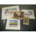 A COLLECTION OF ASSORTED PRINTS AND WATERCOLOURS TO INC PIP CARPENTER, ROBERT PRICE ETC