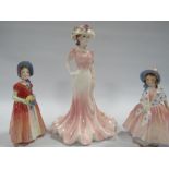 TWO SMALL ROYAL DOULTON FIGURES TOGETHER WITH A COALPORT FIGURE