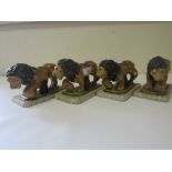 FOUR REPRODUCTION STAFFORDSHIRE STYLE LIONS FIGURES