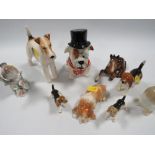 A COLLECTION OF ASSORTED FIGURES TO INCLUDE A MANOR COLLECTABLE'S FIGURE OF AN ENGLISH BULLDOG,