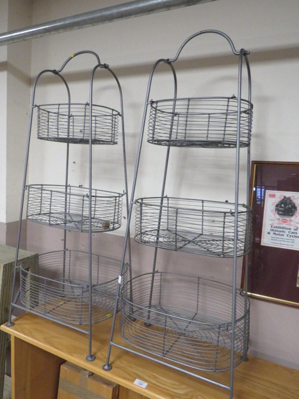 TWO MODERN METAL WIREWORK STANDS - Image 2 of 2