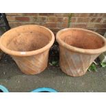 A PAIR OF EXTRA LARGE TERRACOTTA GARDEN PLANTERS