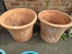 A PAIR OF EXTRA LARGE TERRACOTTA GARDEN PLANTERS