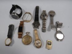 A SELECTION OF WRIST AND POCKET WATCHES A/F