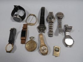 A SELECTION OF WRIST AND POCKET WATCHES A/F
