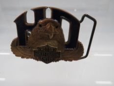 A VINTAGE GENUINE HARLEY DAVIDSON BELT BUCKLE BY BARON C1987