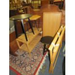 THREE MODERN OCCASIONAL TABLES, DUMB WAITER TRAY WITH STAND AND TABLE (5)