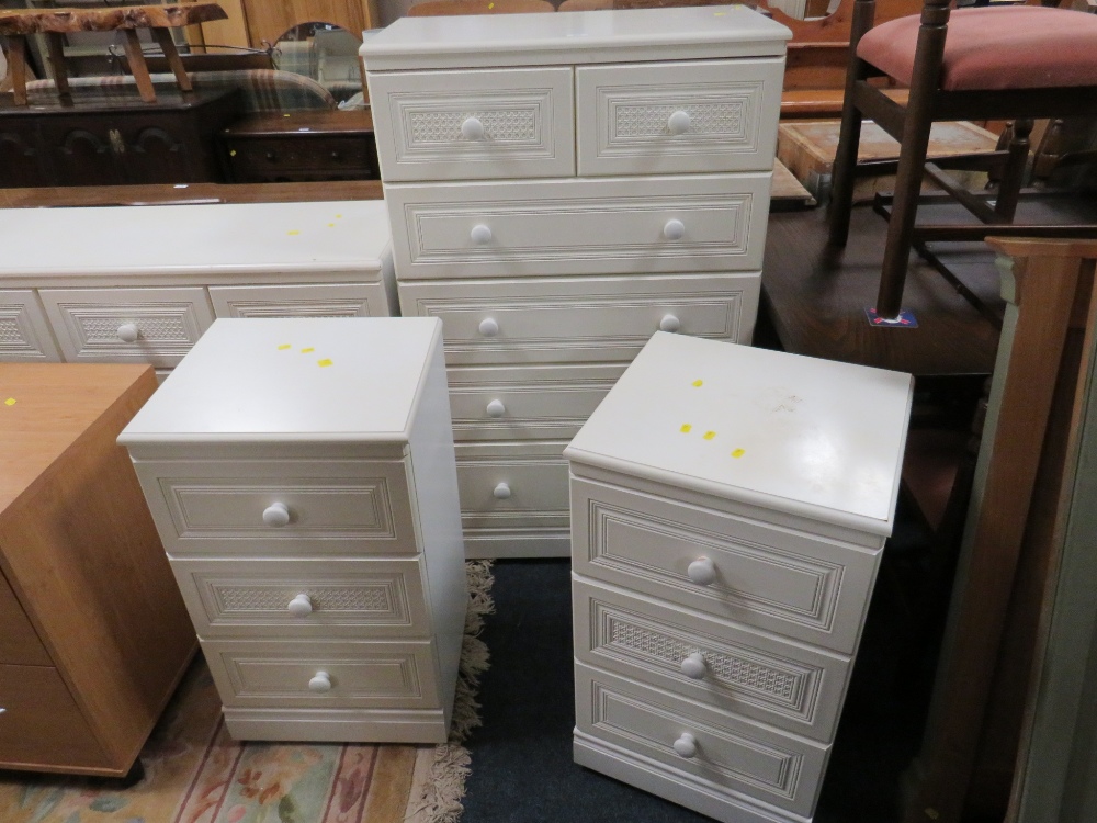 FOUR MODERN WHITE CHESTS AND ANOTHER CHEST (5) - Image 2 of 4