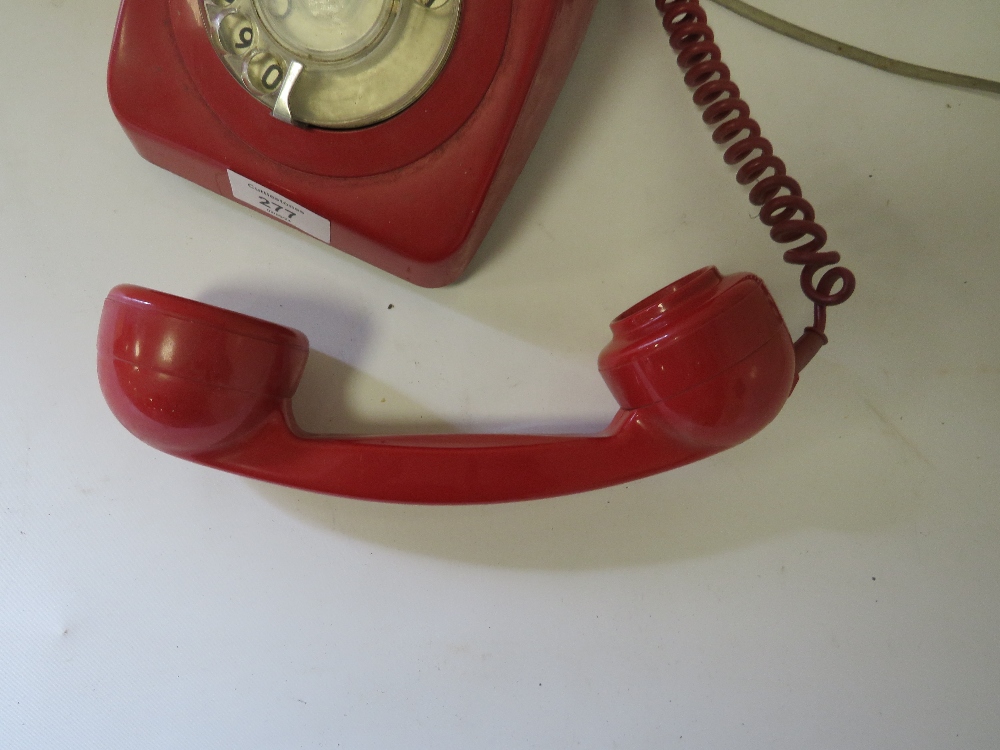A VINTAGE RED TELEPHONE WITH MODERN CABLE A/F - Image 2 of 3