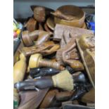 A TRAY OF TREEN TOGETHER WITH A TRAY OF SUNDRIES