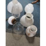 A TRAY OF ASSORTED OIL LAMP SHADES A/F