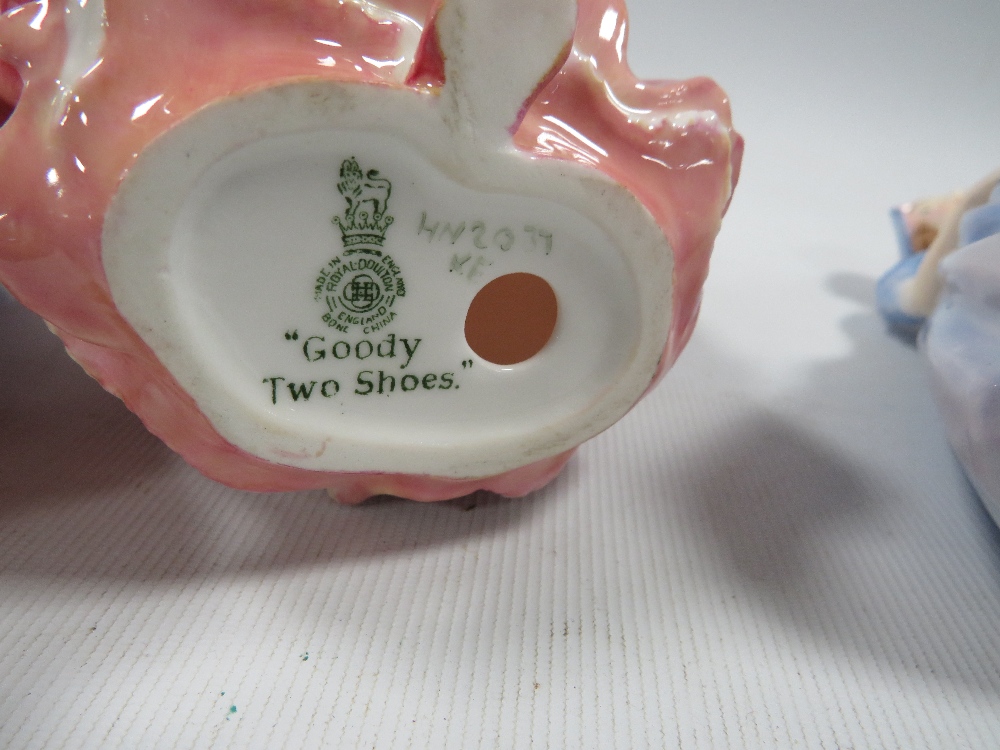 FOUR SMALL ROYAL DOULTON FIGURINES TO INCLUDE "GOODY TWO SHOES" - Image 5 of 7