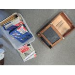 A CASED WOODEN TRAVELLING SCREEN PRINTING SET