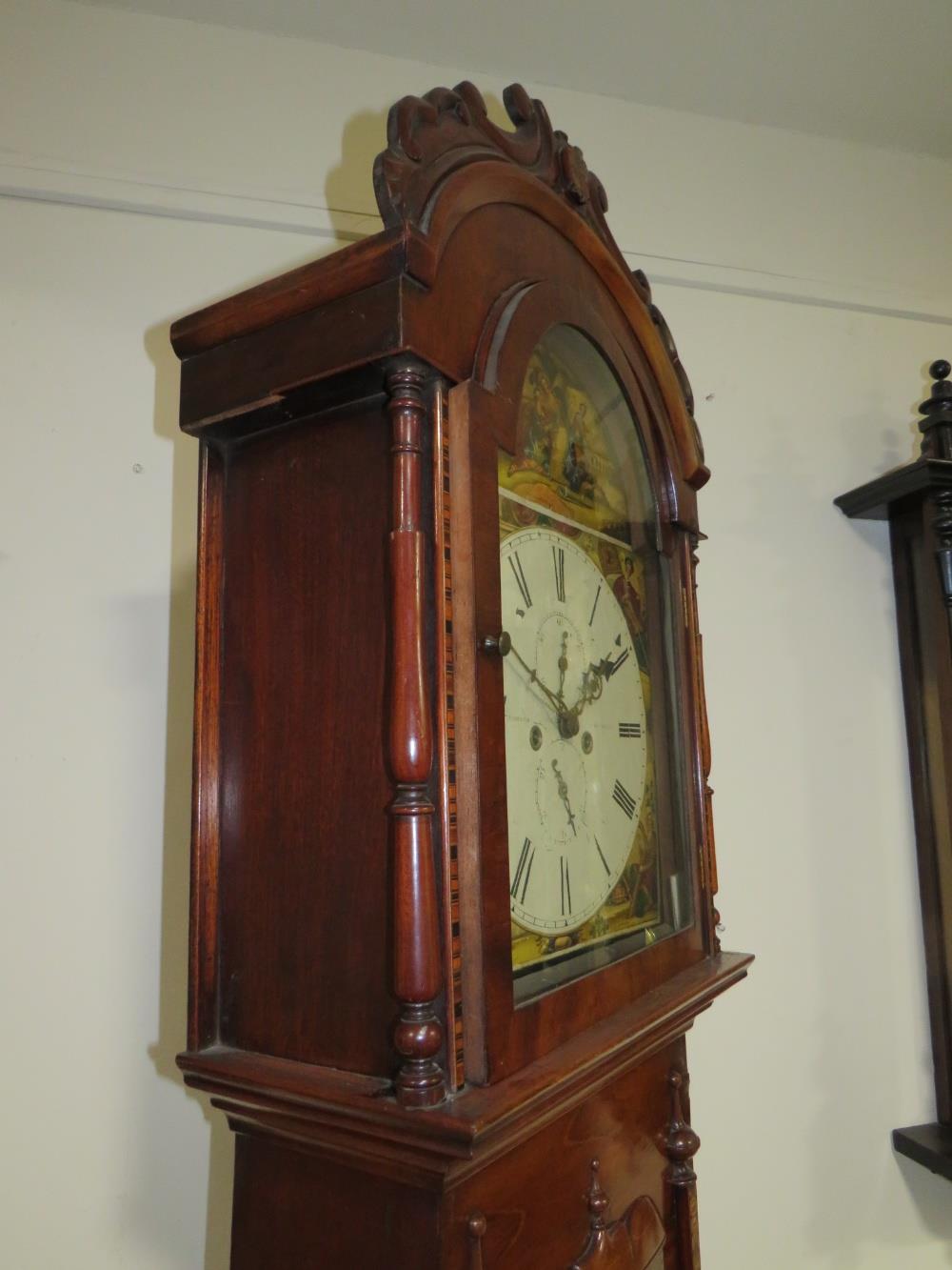 A SCOTTISH 8 DAY LONGCASE CLOCK, the walnut and mahogany case with arched top hood and various - Image 4 of 12