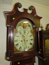 AN ANTIQUE OAK AND MAHOGANY LONGCASE CLOCK WITH MOON ROLLER AND EIGHT DAY MOVEMENT BY MORRELL OF