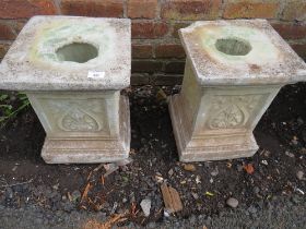 TWO CONCRETE GARDEN FOUNTAIN PEDESTALS