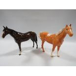 TWO BESWICK PALOMINO HORSES ONE A/F