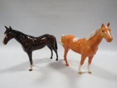 TWO BESWICK PALOMINO HORSES ONE A/F