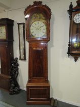 A SCOTTISH 8 DAY LONGCASE CLOCK, the walnut and mahogany case with arched top hood and various