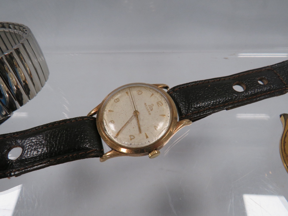 A RECORD 9CT WRIST WATCH TOGETHER TWO OTHERS A/F - Image 4 of 4