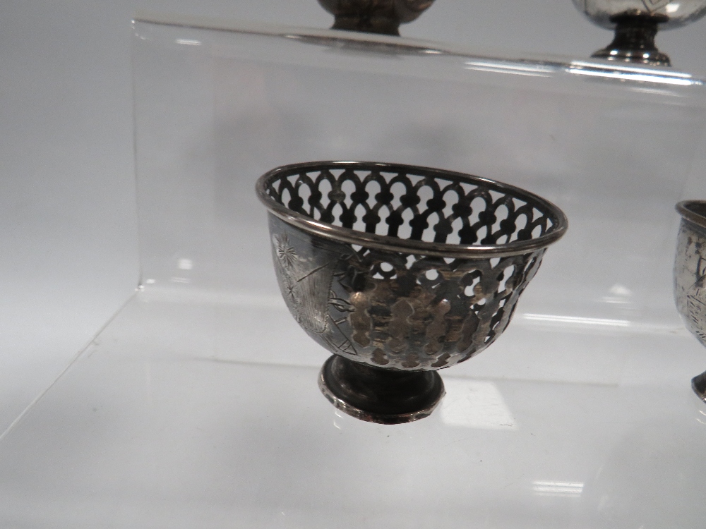 THREE ANTIQUE OTTOMAN SILVER ZARF CUPS, ALONG WITH A TOMBAK EXAMPLE (4) - Image 4 of 4