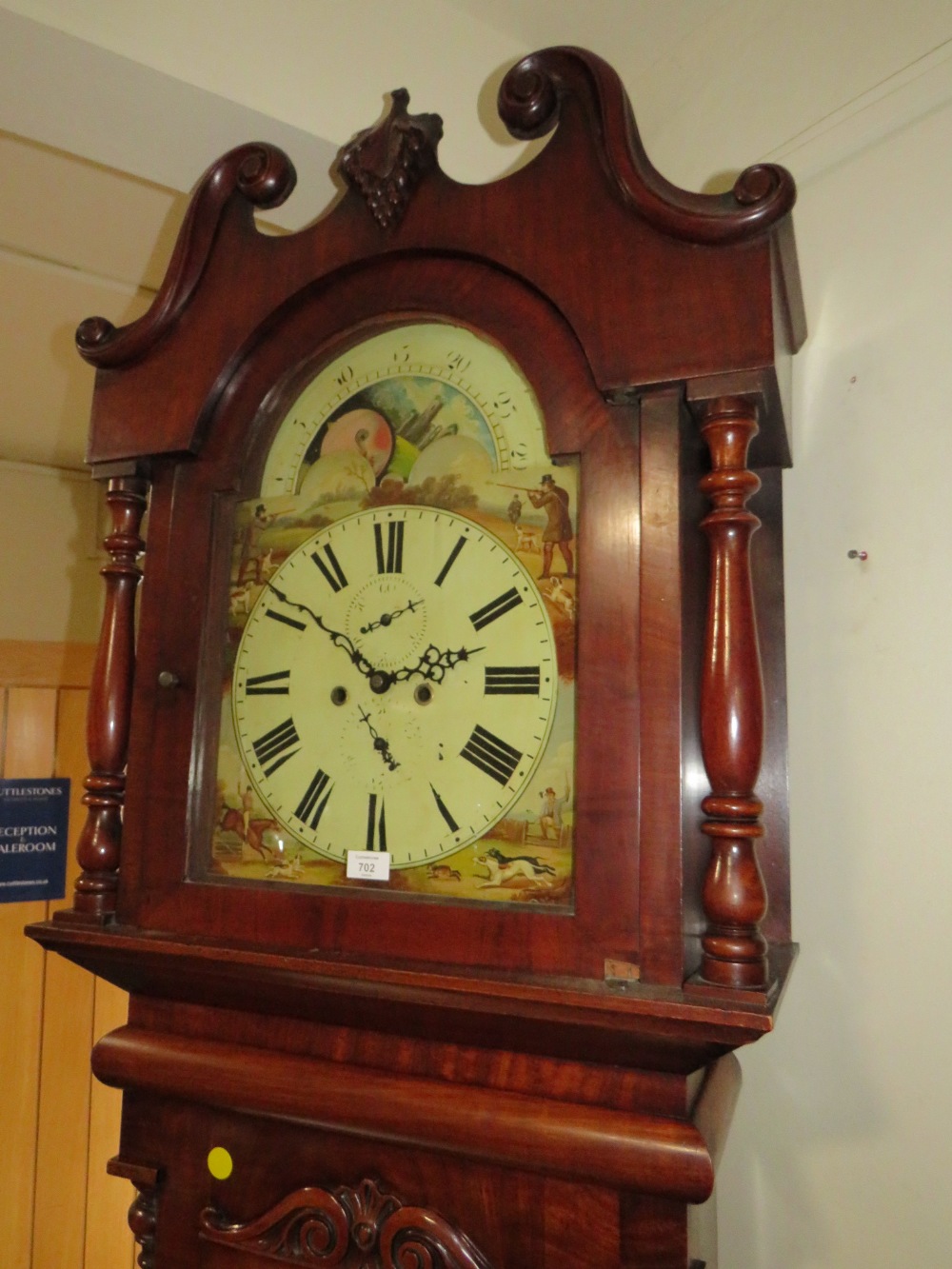 A LARGE ANTIQUE MAHOGANY LONGCASE CLOCK WITH NON FUNCTIONAL MOON ROLLER AND LATER WESTMINSTER - Image 2 of 8