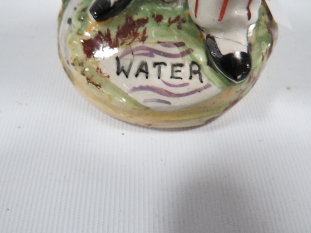 A STAFFORDSHIRE STYLE DOUBLE SIDED GIN / WATER FIGURE A/F - Image 4 of 4