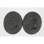 TWO WEDGWOOD BASALT STYLE PLAQUES OF JOSIAH WEDGWOOD AND NELSON