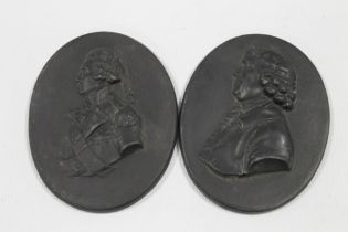 TWO WEDGWOOD BASALT STYLE PLAQUES OF JOSIAH WEDGWOOD AND NELSON