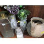 A QUANTITY OF SHOW HOME DECORATIVE ITEMS TO INCLUDE A HURRICANE LAMP