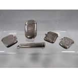A COLLECTION OF HALLMARKED SILVER VESTA CASES TOGETHER WITH A CHEROOT HOLDER