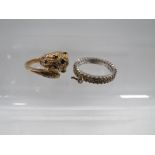 A VINTAGE SILVER RING BY BIBA AND A SAPPHIRE SET SILVER GILT RING (2)