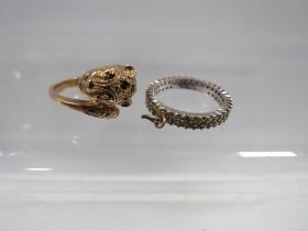 A VINTAGE SILVER RING BY BIBA AND A SAPPHIRE SET SILVER GILT RING (2)