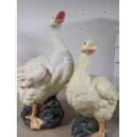 TWO RESIN MODELS OF GEESE