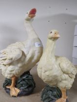 TWO RESIN MODELS OF GEESE