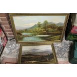 TWO OIL ON CANVAS 19TH CENTURY LANDSCAPES A/F