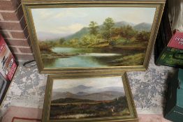 TWO OIL ON CANVAS 19TH CENTURY LANDSCAPES A/F