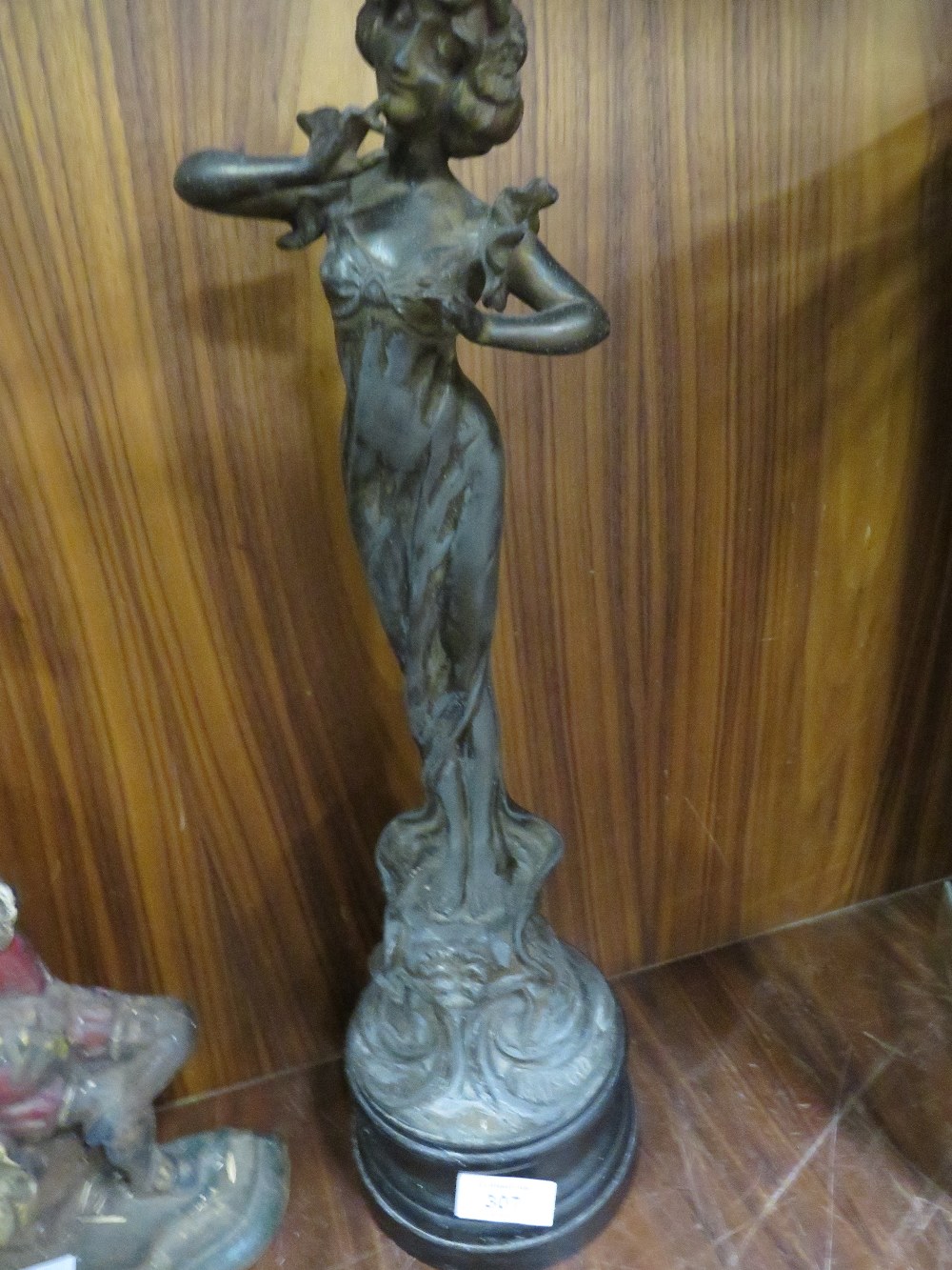 A VINTAGE SPELTER STYLE FIGURE OF A LADY SIGNED GRISARD