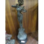 A VINTAGE SPELTER STYLE FIGURE OF A LADY SIGNED GRISARD