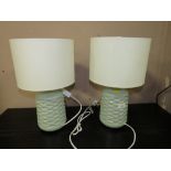 A PAIR OF MODERN TABLE LAMPS AND SHADES