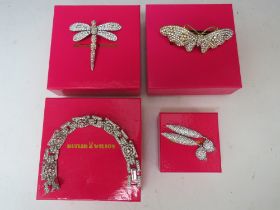 A SELECTION OF BUTLER AND WILSON JEWELLERY, to include a dragonfly brooch - W 6.5 cm, a butterfly