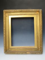 A 19TH CENTURY GOLD FRAME, with gold slip and acanthus leaf design to outer edge, frame W 9.5 cm,