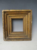 A 19TH CENTURY GOLD MINIATURE FRAME, frame W 6.5 cm, rebate 13 x 12 cm