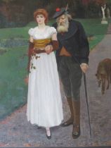 CHARLES HAZLEWOOD SHANNON (1863-1937). A young girl and her grandfather taking a walk in an