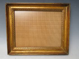 A 19TH CENTURY GOLD FRAME, with inner design, glazed, frame W 4 cm, rebate 22 x 28 cm