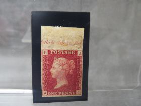 QV MINT 1D RED, imprimatur, plate 224, marginal inscription